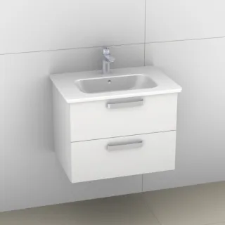 Artiqua 412 Waschtischunterschrank für Softmood T0557, Weiß Glanz, 412-WU2L-I30-7050-68 412-WU2L-I30-7050-68
