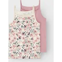 Name It Unterhemd NKFSTRAP für Mädchen mit floralem Print im 2er-Pack (Packung, 2-St) bedruckt, casual, regular fit, Baumwollmischung, Rundhals