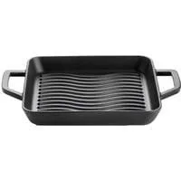 Gusseiserne Grillpfanne 25 x 25cm schwarz, mit 2 Griffen