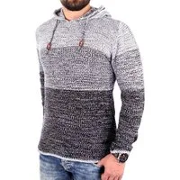 Reslad Strickpullover Reslad Strickpullover Herren Colorblock Kapuzen-Pullover Hoodie RS-310 (1-tlg) Colorblock Hoodie