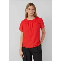 s.Oliver Kurzarmbluse Bluse Kurzärmelige Chiffon-Bluse mit Rundhalsausschnitt und Raffung