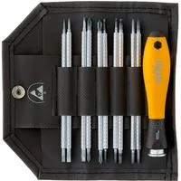 Schraubendreher mit Wechselklingen-Set SYSTEM 4 ESD gelb/schwarz, 11-teilig, mit Rolltasche