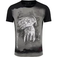 Key Largo T-Shirt T-Shirt Alive Tattoo Hand Print Motiv vintage Look MT00080 V-Auschnitt bedruckt kurzarm slim fit