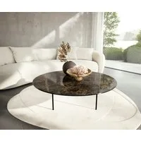 DELIFE Couchtisch Edge, Rund 100x100 cm Keramik Emperador Extra Lucidato Dunkelbraun Trive Met
