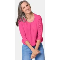 GOLDNER Shirtbluse Chiffon-Shirt mit 3/4-Arm, Rundhals Damen Sommerbluse, Halbarm, Feierlich, weich, Kunstfaser, Chiffon