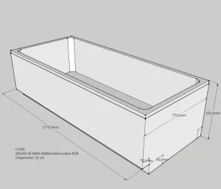 Neuesbad Wannenträger für Bette Ocean Low-Line 180x80 Fußende re/Ül.vo. SW11447