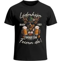 MoonWorks Print-Shirt Herren T-Shirt für das Oktoberfest – Lederhosn brauch i ned i bin zum mit Print