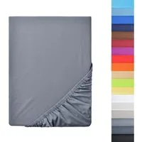 NatureMark Spannbettlaken Boxspringbett Mikrofaser Spannbetttuch 200x220cm, Polyester, Gummizug: rundum, Mittelgrau