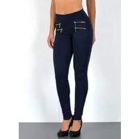 ESRA Stretch-Hose Sehr enge Damen Treggings Hose Gummi-Bund Stretch Hose J189 Damen High Waist Skinny Hose mit elastischem Bund Treggings Hose