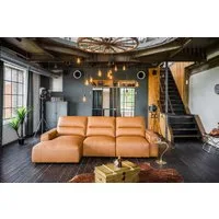 KAWOLA Big-Sofa DORI Eckcouch mit Longchair - Entspannung pur - Familiencouch, Motorischer Sitzvorzug, Leder cognac, Wohnzimmercouch