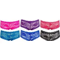 AvaMia Panty 6er Pack Pantys Spitze Uni Hotpants Hipster French Knickers Damen (6er Set) 6er Pack Pantys mit Spitze Uni Hotpants Damen Teen 86483