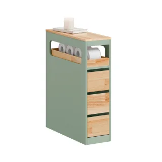 SoBuy Nischenregal, Grün, Holzwerkstoff, Holz, 23x82x65 cm, Badezimmer, Badezimmerschränke, Midischränke