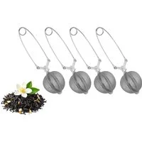mucHome Teesieb Teesieb 4x Teezangen aus rostfreiem Edelstahl, Teekugel Ø 5cm, (4-St)