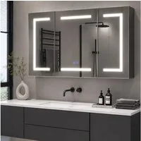 Simurq Badezimmerspiegelschrank Spiegelschrank Bad 100 cm Mit LED, Steckdose, Verstellbaren Regalen (Set) Breite 100 cm