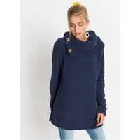 bonprix Longpullover weiches Material, mit Knöpfen am Kragen, Oversize-Passform