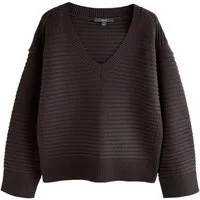 Next V-Ausschnitt-Pullover Gerippter Strickpullover mit V-Ausschnitt (1-tlg)