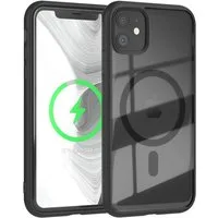 EAZY CASE Handyhülle Transparente Hülle mit MagSafe für iPhone 11 6,1 Zoll, Qi Charging kompatibel, Silicon Case, Slimcover Displayschutz, Schwarz