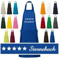 Schnoschi Kochschürze Hochwertige Küchenschürze mit fünf Sternekoch bestickt, Stickerei mit fünf Sternekoch