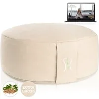 BACKLAxx® Meditationskissen rund 35 cm XL – Yoga Kissen mit formstabiler Buchweizenfüllung, für Meditation & Entspannung – Sitzkissen