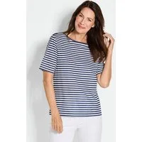 GOLDNER T-Shirt Stilvolles Streifenshirt für Damen Basicshirt mit U-Boot-Ausschnitt, Streifenmuster, aus Jersey