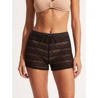 Elegant Love Strandshorts Damen Badeshorts in Häkel-Optik, transparentes Cover-Up, Bikini-Shorts Beachwear Strand-Hotpants Spitze, durchsichtig, Sommerhose Ibiza Style