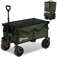 Sekey Bollerwagen 150 KG Bollerwagen Faltbar Handwagen mit Bremsen und breiten Reifen, Patentiertes, 4-fach zusammenklappbares Design, Kein Zusammenbau nötig