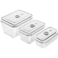 Zwilling Vakuumbehälter Vakuum-Boxen 3er-Set Fresh & Save weiß, Borosilikatglas, BPA frei, Kunststoff, Silikon, (Set, 3-tlg), Vakuum-Boxen, 3-tlg., Borosilikatglas