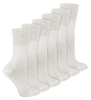 IOMI - 6 Pack Damen Diabetiker Bambus Socken | Extra breite nahtlose lockere nicht elastische Socken für Frauen - Weiß