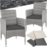 tectake Rattanstuhl 2er Set Rattanstuhl (Set, 2 St), Polsterbezüge in Beige und Grau