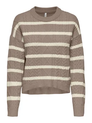 ONLY - ONLKATIA LS CABLE O-NECK PULLOVER CC KNT Mocha Meringue - Gr. - XL