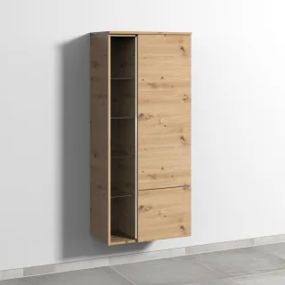 Sanipa 3way Stauraumschrank mit 1 Tür, 1 Auszug und offenen Fächern, Eiche Natural-Touch BR18385