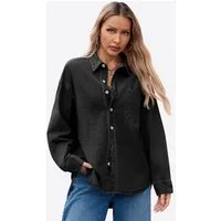Imily Bela Jeansbluse Damen Lässig Boyfriend Jeansjacke Denim Oberteil (Packung, 1-tlg., 1per-Pack) aus Baumwolle in Unifarbe