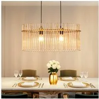Nettlife Pendelleuchte Retro Schwarz/Gold 2 Flammig- Hängelampe kristall Schirm 60cm E27, ohne Leuchtmittel, für esstisch esszimmer Wohnzimmer Küche