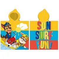 BERONAGE Kapuzenhandtuch Paw Patrol Kinder Kapuzen Bade-Poncho Sun Surf Fun 55 x 110 cm, 100% Baumwolle, Frottee in Velours-Qualität