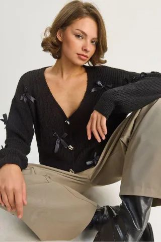 Oversized-Kardigan mit Schleifendetail