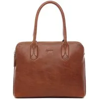 BACCINI Umhängetasche echt Leder Damen Businesstasche Laptoptasche braun, Aktentasche 13 Zoll echt Leder Damen, Umhängetasche Business braun