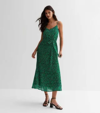 Tierisch bedrucktes Cami Plissee-Midikleid
