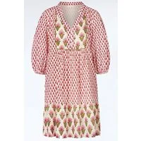 Himalaya Clothing Sommerkleid Kleid Damen mit lebendigem Muster - Kurzarm Kleid aus Bio-Baumwolle Weiches Midikleid atmungsaktiv & hautfeundlich