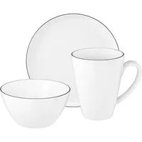 Seltmann Weiden Frühstücks-Set Lido Black Line rund Frühstücksservice 18tlg., Porzellan