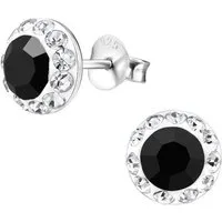 ALEXANDER YORK Paar Ohrstecker GEO Kristall rund schwarz und weiß, 2-tlg., 925 Sterling Silber