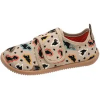 Fischer-Markenschuh Softer Hausschuh für Kinder, aus Baumwolle, mit Frotteefutter, Klettverschluss