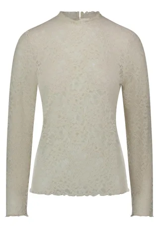CARTOON - Spitzen-Langarmshirt beige - Gr. - 46