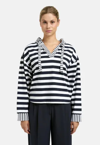 Smith&Soul - Boxy Interlock Hoodie Striped marine - Gr. - L