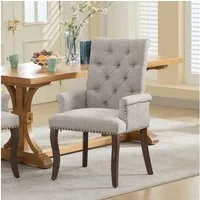 BBWL Sessel Esszimmerstuhl gepolstert mit Armlehnen Massivholzbeine getuftet, Chenille, elegant bequem langlebig stabil