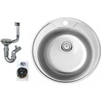 Faizee Möbel Edelstahlspüle Edelstahl Küchenspüle Rund Spüle 51 cm Einbauspüle Spüle + Zubehör, Rund, (2 St)