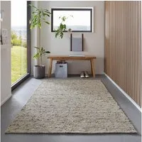 TaCa Home Wollteppich Gewalkter Handweb Woll-Teppich, rechteckig, Höhe: 13 mm, Grau Meliert - 70 x 130 cm
