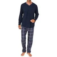 Normann Pyjama Normann Herren Schlafanzug lang mit Karo Hose - auch in Übergrößen
