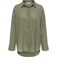 ONLY Hemdbluse ONLBRUXELLES V- LS LIN BL SHIRT PNT NOOS mit Leinen