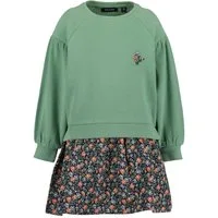 Blue Seven A-Linien-Kleid Blue Seven Mädchen Sweatkleid Blümchen Kleid Langarm grün (kein Set, 1-tlg)