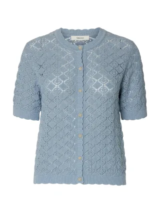 selected women - SLFSOFIA 2/4 KNIT CARDIGAN Dusty Blue - Gr. - L